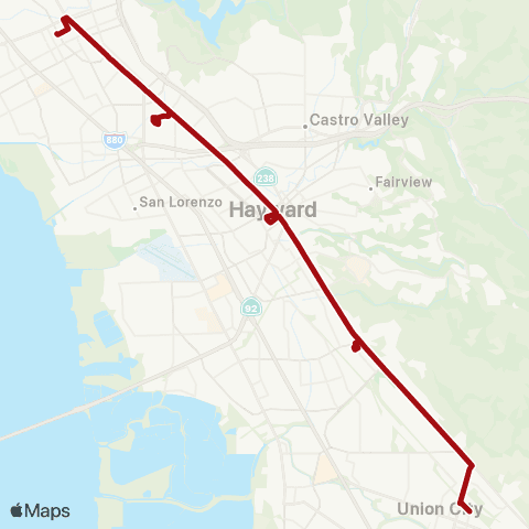 AC Transit East. 14th Street - Mission map