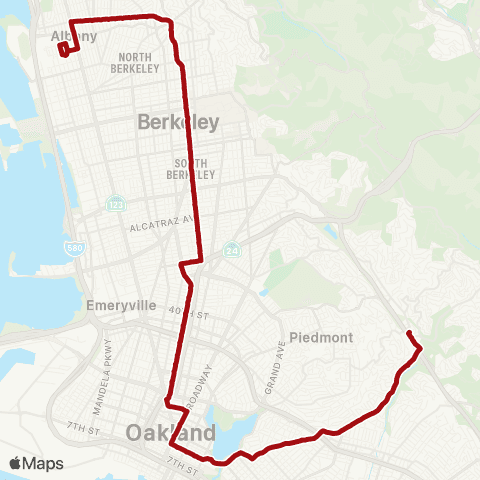 AC Transit Solano - Shattuck - Park Boulevard map