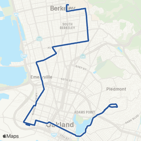 AC Transit Alcatraz - Peralta - Lakeshore map