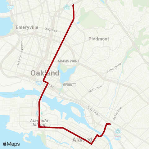 AC Transit Broadway - Santa Clara map
