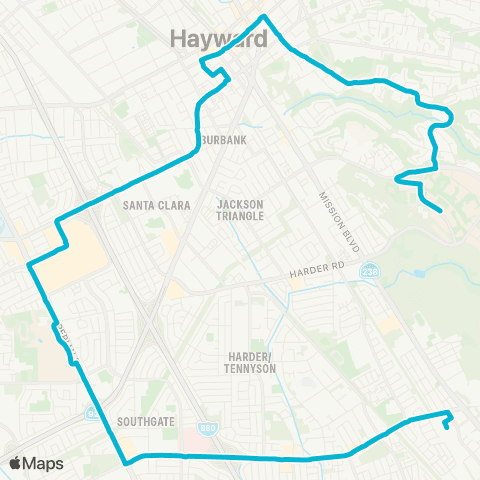AC Transit CSUEB - Southland - Tennyson map
