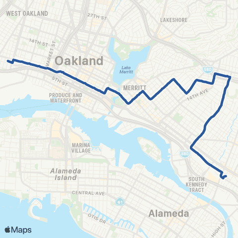AC Transit 7th Street - San Antonio - 23rd Avenue map
