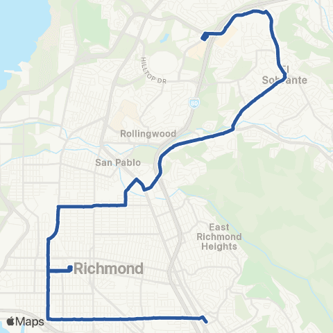 AC Transit Rheem - San Pablo Dam - Appian map