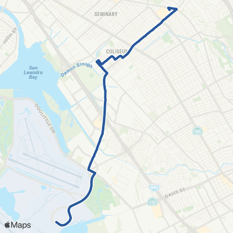 AC Transit 73rd Avenue - Coliseum - Airport map