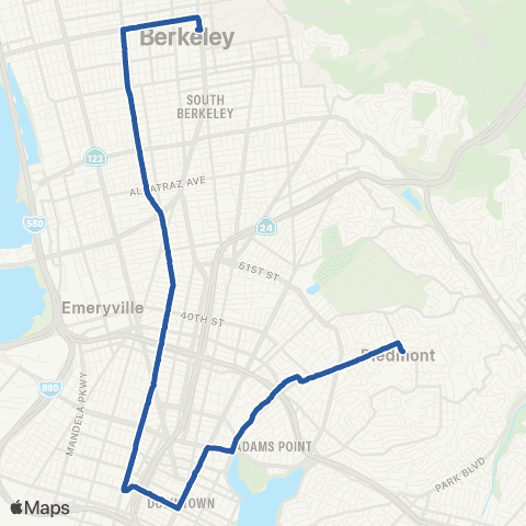 AC Transit Sacramento - Market - Oakland Avenue map