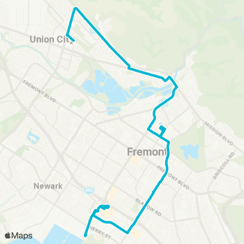 AC Transit Niles - Stevenson - Newpark map