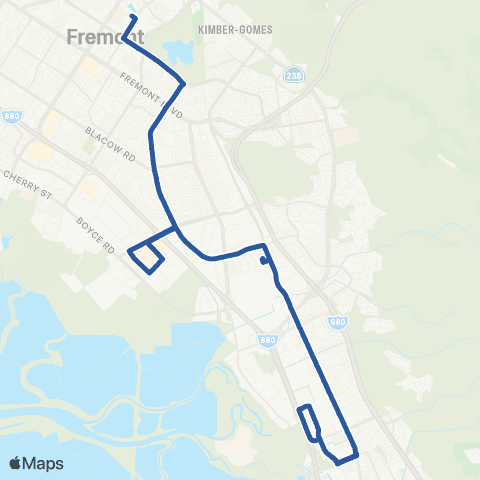 AC Transit Pacific Cm.-Grimmer-Warm Springs map
