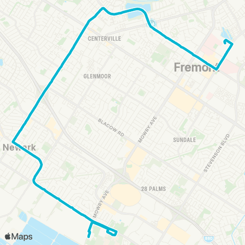 AC Transit Paseo Padre - Thornton - Cherry map