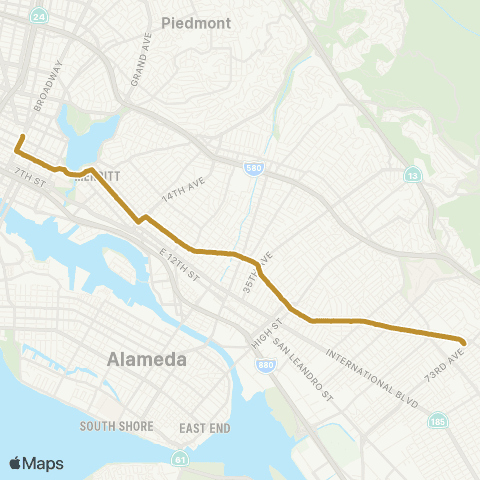 AC Transit Foothill - Eastmont All Nighter map