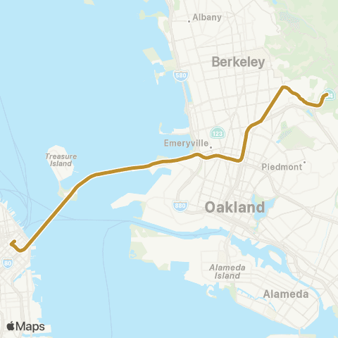 AC Transit Tunnel Road - Claremont Transbay map