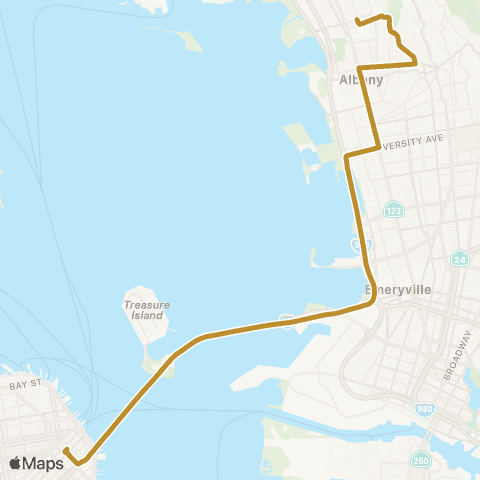 AC Transit Colusa - Solano Transbay map