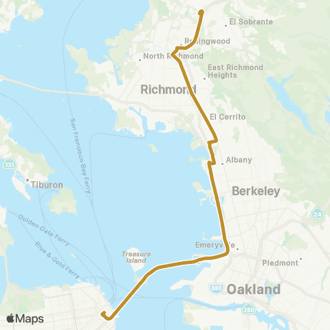 AC Transit San Pablo - Pierce Transbay map