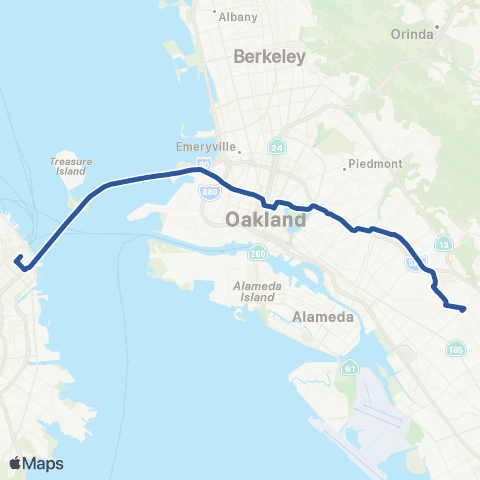 AC Transit Macarthur Transbay Limited map
