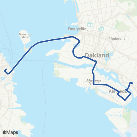 AC Transit Santa Clara - Encinal Transbay map