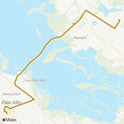 AC Transit Stanford - Dumbarton - Fremont map