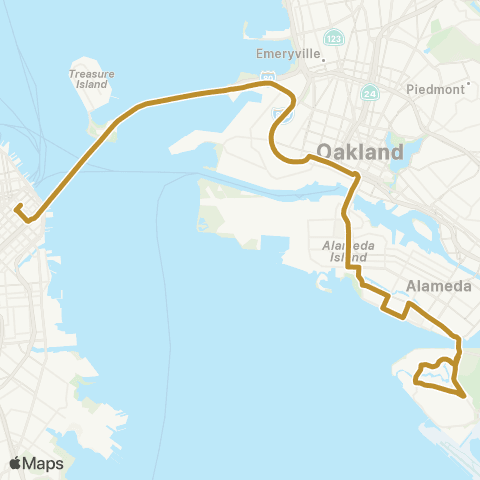 AC Transit Bay Farm - South Shore Transbay map