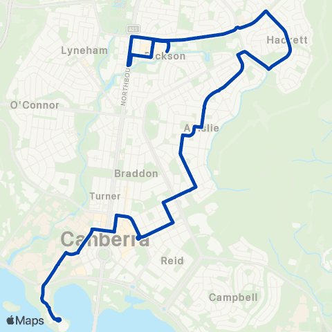 ACTION City to Dickson via Ainslie & Hackett map