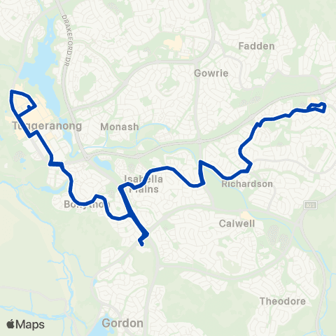 ACTION Richardson Loop via Bonython & Isabella Plains map