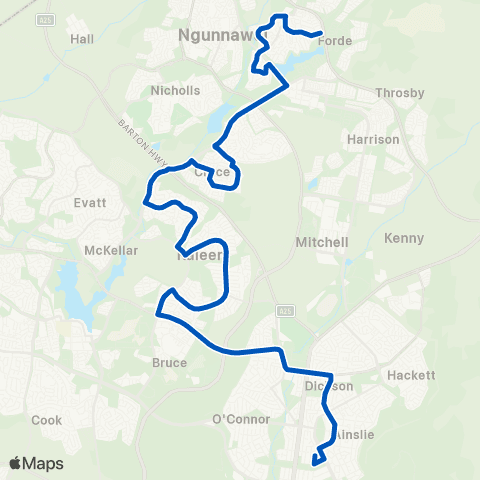 ACT School routes Merici College Wise St SSO map