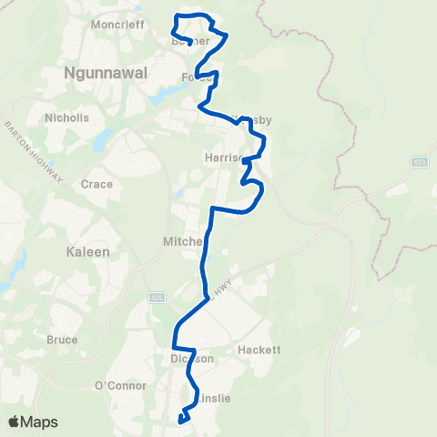 ACT School routes Merici College Wise St SSO map