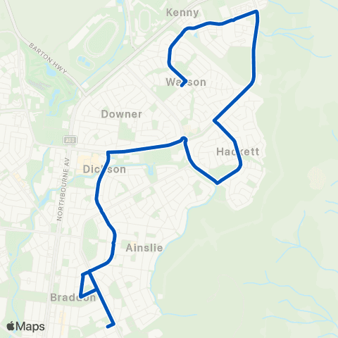 ACT School routes Ainslie PS Donaldson St map