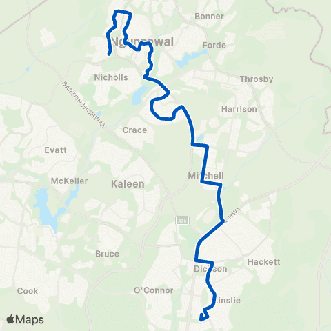ACT School routes Merici College Wise St SSO map