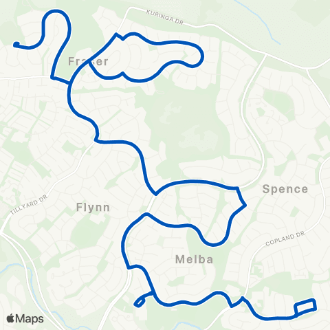 ACT School routes Miles Franklin PS Alderman St SSO map