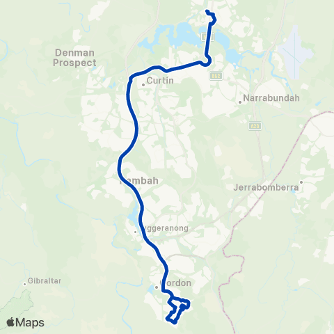 ACTION City ANU to Lanyon via Condor & Banks map