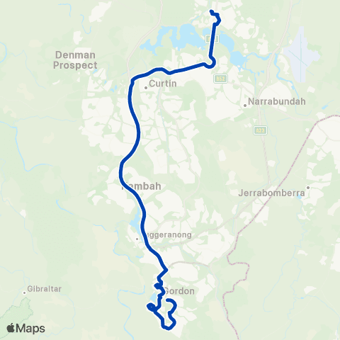 ACTION City ANU to Lanyon via Gordon & Banks map