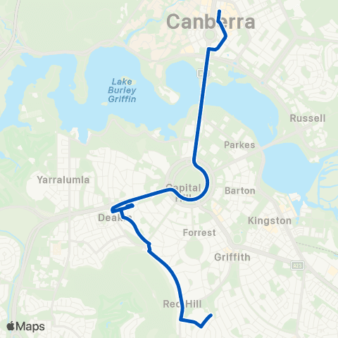 ACT School routes Canberra Senior Grammar School Golden Gr map