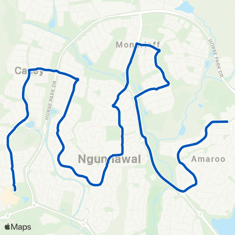 ACT School routes Amaroo School Burdekin Av map
