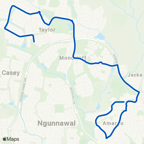 ACT School routes Amaroo School Burdekin Av map