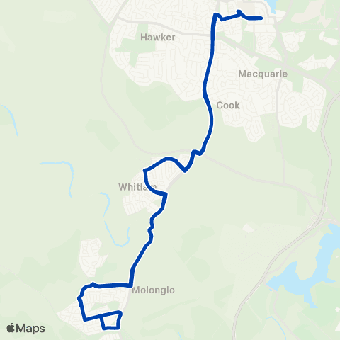 ACTION S - Belconnen to Denman Prospect via Eveyln Scott Sch map