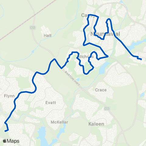 ACT School routes St Francis Xavier Coll Barnard Cct SSO map