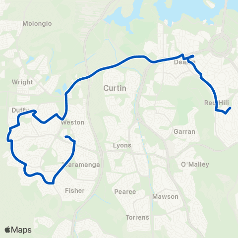 ACT School routes Canberra Senior Grammar School Golden Gr map