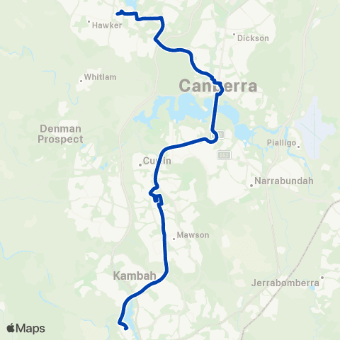 ACTION S - Alfred Deakin HS to Tuggeranong map