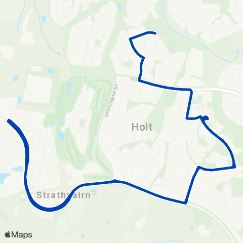 ACTION Kippax to Strathnairn Loop map