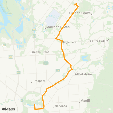 Torrens Transit Salisbury East - Adelaide Oval map