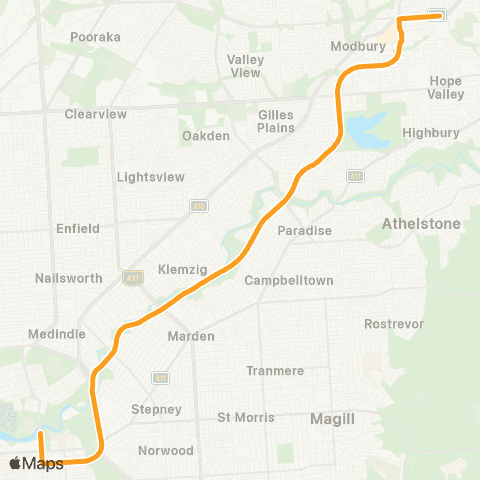 Torrens Transit St Agnes - Adelaide Oval map