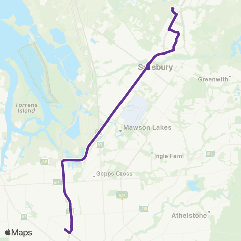 Torrens Transit Elizabeth - Adelaide SS of English map