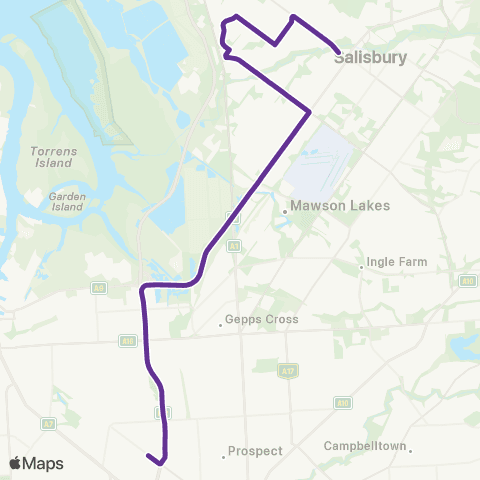 Torrens Transit Salisbury North - Adelaide SS of English map