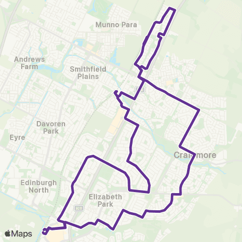 Torrens Transit Elizabeth Intg - Munno Para Loop map