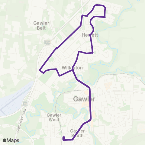 Torrens Transit Willaston and Hewett Loop map
