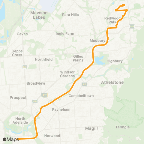 Torrens Transit Surrey Downs - Tea Tee Plz Intg map