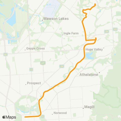Torrens Transit Golden Grove Intg - Tea Tree Plz Intg map
