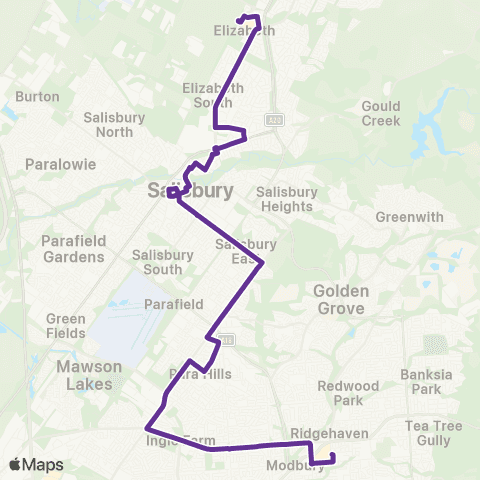 Torrens Transit Elizabeth Intg - Tea Tree Plz Intg map