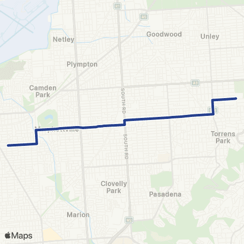 Torrens Transit Unley High School - Glenelg East map