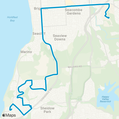 Busways Hallett Cove Bch Sta - Flinders Univ map