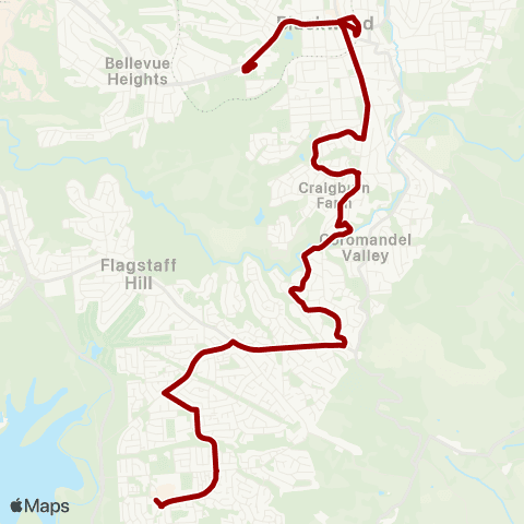 Torrens Transit Blackwood HS - Aberfoyle Hub Ctr map