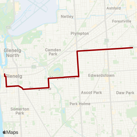 Torrens Transit Cabra Dominican College - Glenelg Intg map